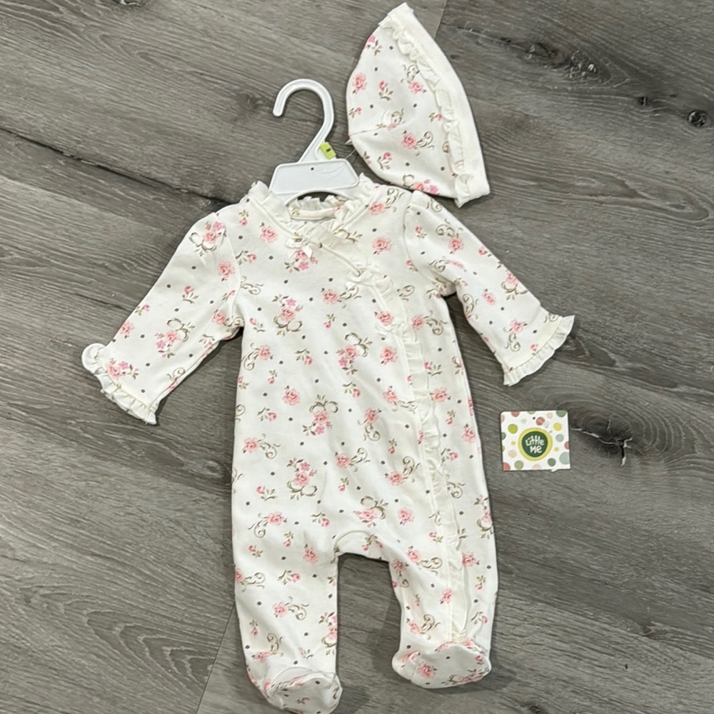 Floral Baby One Piece with Hat